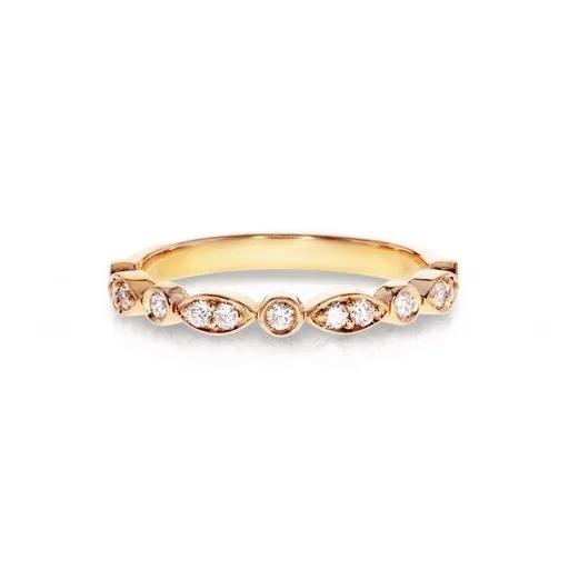 Round & Marquise Circle Set Half Eternity Ring in 18ct Rose Gold