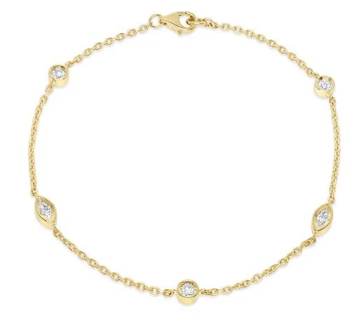 Marquise & Round Diamond Chain Bracelet in 18ct Yellow Gold