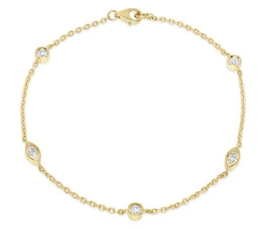 Marquise & Round Diamond Chain Bracelet in 18ct Yellow Gold