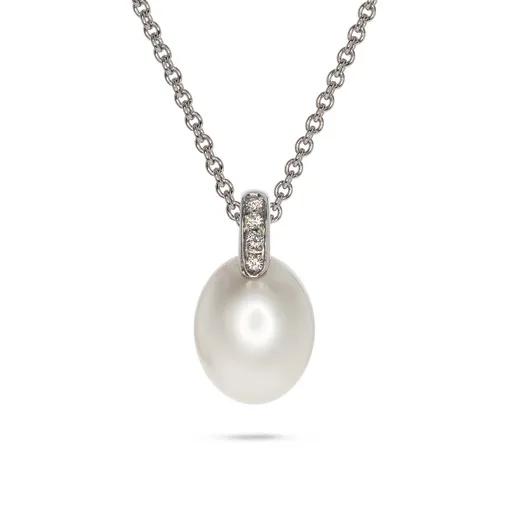 Broome Pearl & Diamond Pendant in 18ct White Gold