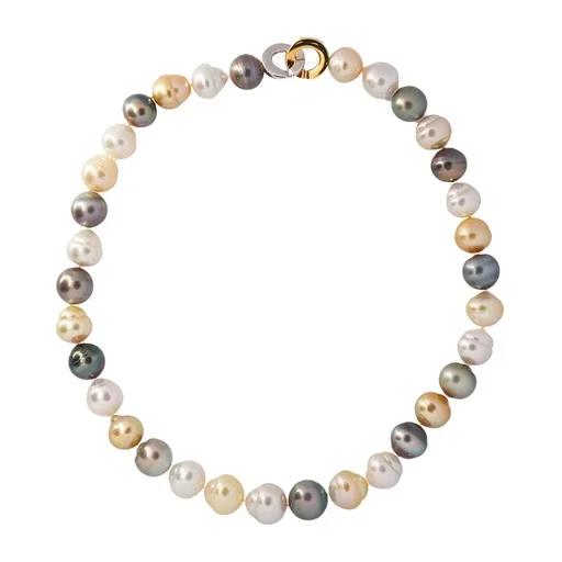 Baroque Mixed South Sea Pearl & Diamond Necklace in 18k Gold