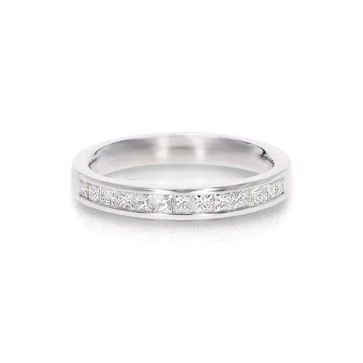 Princess Cut FGVS Channel Set Eternity Ring in 950 Platinum