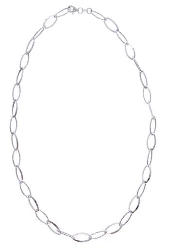 Flat Marquise Polished & Textured Chain in 18ct White Gold, 45cm