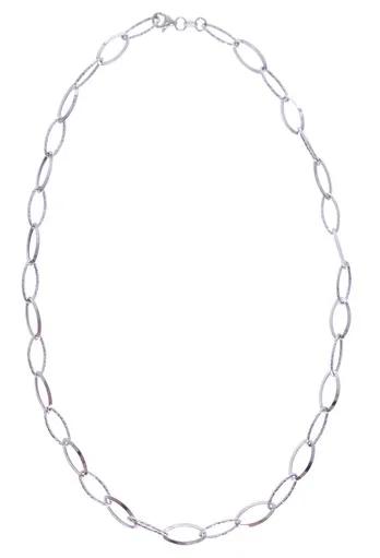 Flat Marquise Polished & Textured Chain in 18ct White Gold, 45cm