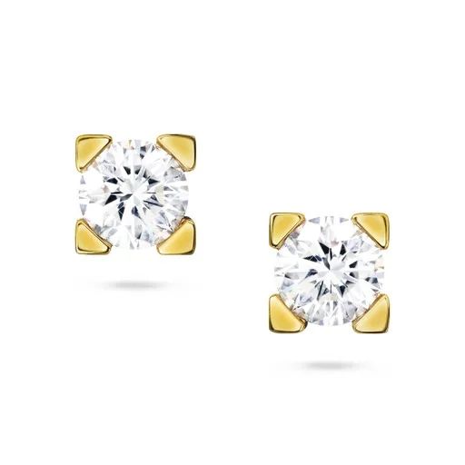 Square Claw Stud Earrings in 18ct Yellow Gold