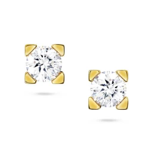 Square Claw Stud Earrings in 18ct Yellow Gold