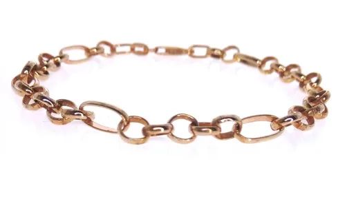 Round & Oval Link Bracelet in 9ct Rose Gold, 19.5cm