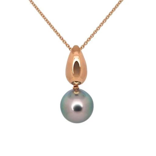 Polished Drop Pendant in 18ct Rose Gold, Broome Pearl