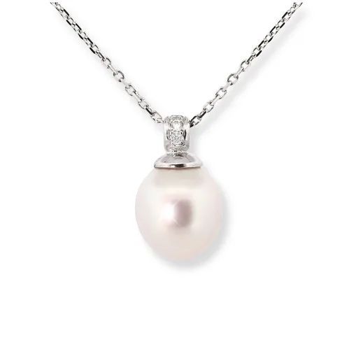 Broome Pearl & Diamond Pendant in 18kt White Gold