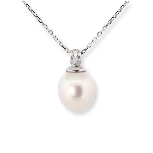 Broome Pearl & Diamond Pendant in 18kt White Gold