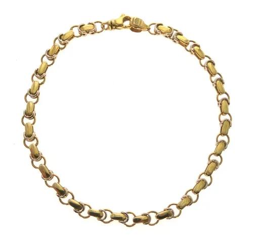 18ct Yellow Gold Round & Oval Flat Link Bracelet, 21cm