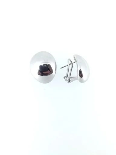 Oval Domed Keyhole Clip Earrings in 18ct White Gold