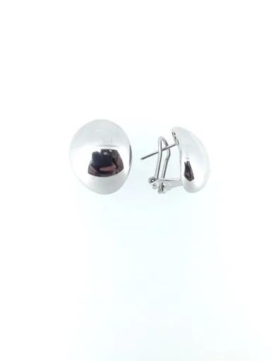 Oval Domed Keyhole Clip Earrings in 18ct White Gold
