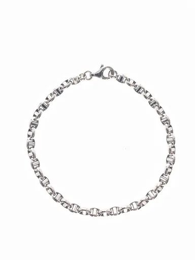 Oval & Bar Link Bracelet in 18ct White Gold, 19.5cm