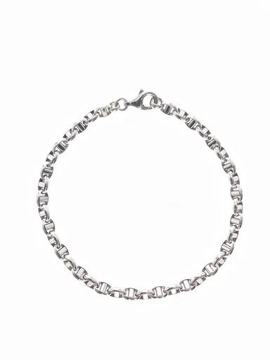 Oval & Bar Link Bracelet in 18ct White Gold, 19.5cm