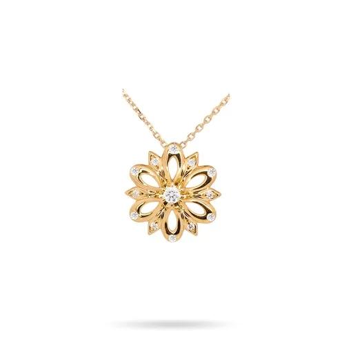 Flower Pendant in 18ct Yellow Gold, Chain inc. 42-45cm