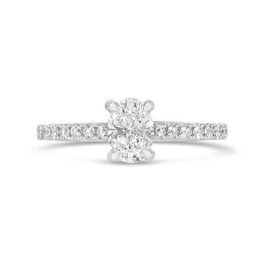 Oval Diamond Solitaire Ring in 18ct White Gold