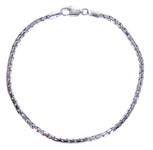 18ct White Gold Fine Box Chain Bracelet