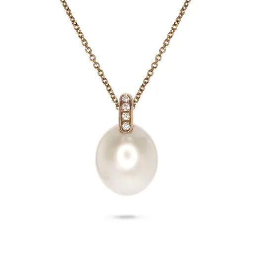 Broome Pearl & Diamond Pendant in 18ct Rose Gold