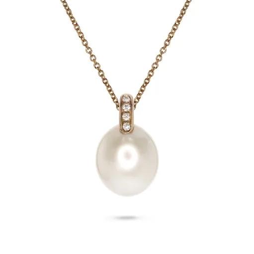 Broome Pearl & Diamond Pendant in 18ct Rose Gold