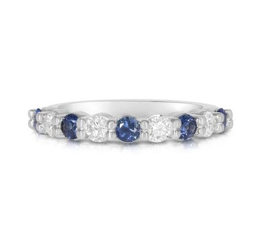 Round Claw Set Sapphire & Diamond Ring in 950 Platinum