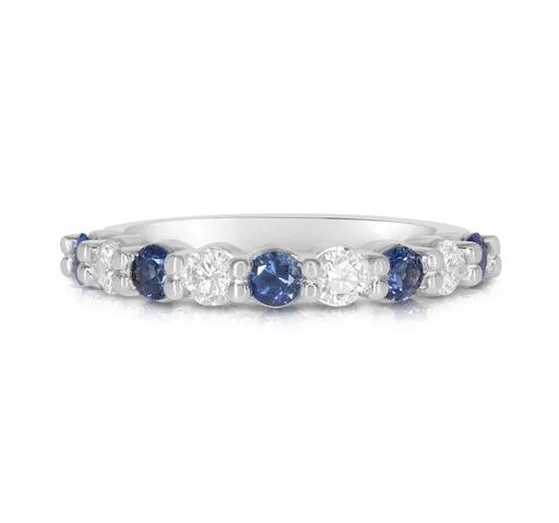 Round Claw Set Sapphire & Diamond Ring in 950 Platinum