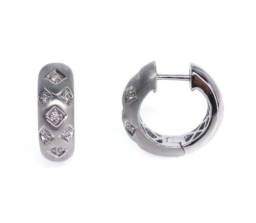Pave Diamond Huggies in 18ct White Gold