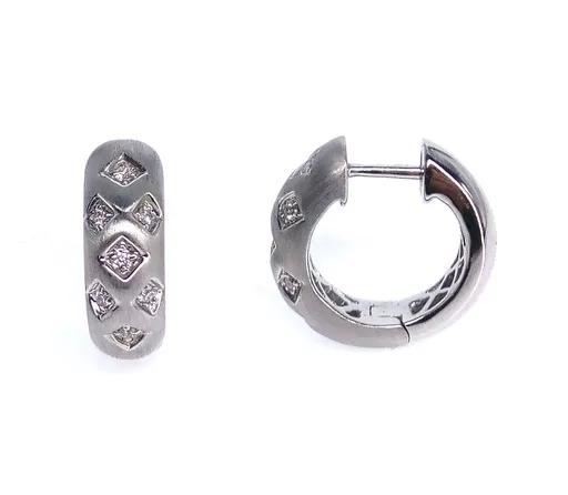 Pave Diamond Huggies in 18ct White Gold