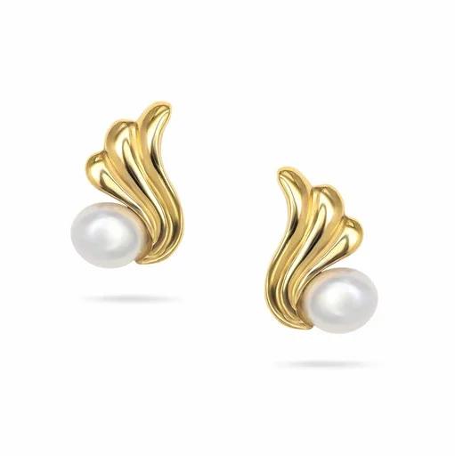 Keshi Pearl & 18ct Yellow Gold Fan Stud Earrings
