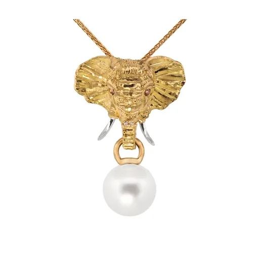 Pearl & Diamond Pendant in 18ct Two-Tone Gold