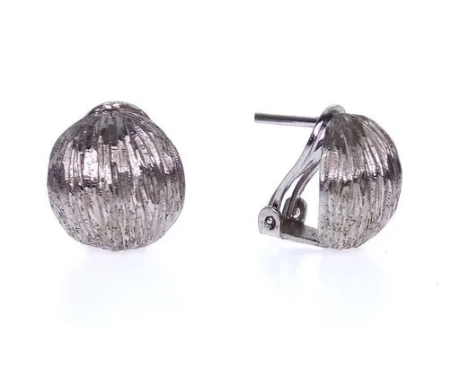 Satin Textured Finish Half Clip Earrings in 18ct White Gold