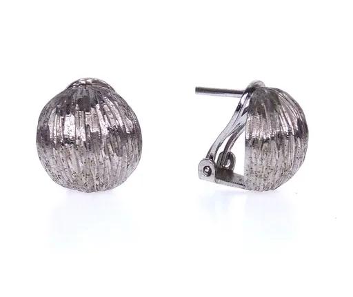 Satin Textured Finish Half Clip Earrings in 18ct White Gold