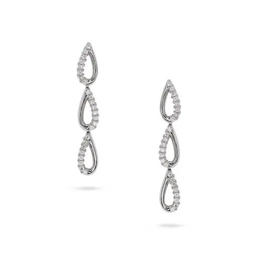 Teardrop Long Stud Earrings in 18ct White Gold