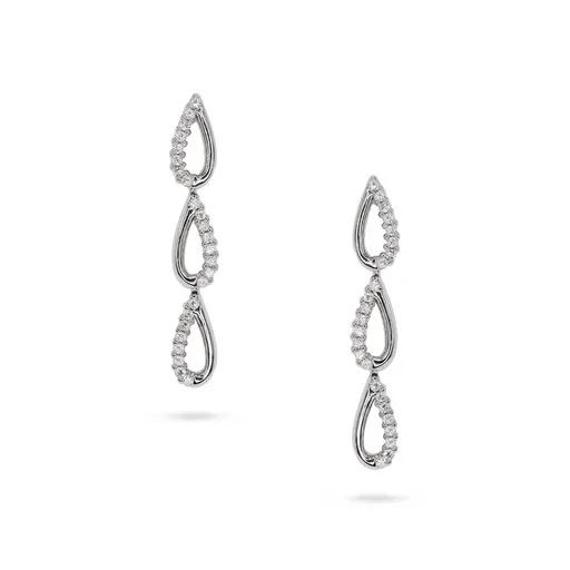 Teardrop Long Stud Earrings in 18ct White Gold